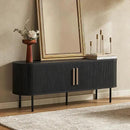 mopio Quin TV Stand, Mid Century Modern for 55/60/65 inch TV, Farmhouse TV Stand, Entertainment Center with Storage, TV and Media Console for Living Room (Black, 59" Tambour) by CozyNest Decor