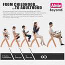 Abiie Beyond Junior Wooden High Chair with Tray - Adjustable and Convertible High Chair for Babies and Toddlers - 6 Months to 250 Lb - Water Resistant - Natural Wood/Raspberry Cushion by TinyTreasures Baby Boutique