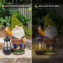 Garden Gnomes Outdoor - Flocked Gnome Statue Holding Lantern with Solar LED Lights | Gnomes Garden Decorations for Patio, Yard, Lawn Ornaments - Gnome Gifts by GreenHaven Gardens