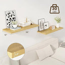 36" Floating Shelves for Wall, 12" Deep Slim Oak Floating Shelves, Wall-Mounted Shelves for Bedroom, Living Room, Kitchen, Bathroom - Set of 2 by CozyNest Decor