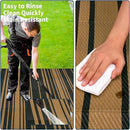 Outdoor Plastic Straw Rug 9x18 Waterproof Outside Rug, Large Modern Striped Reversible Floor Mats, Foldable & Lightweight Camping Carpet for Patio, Porch, Deck, Backyard, Balcony, Black Brown by CozyNest Decor
