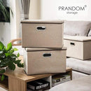PRANDOM Large Collapsible Storage Bins with Lids [1-Pack] Jute Fabric Foldable Storage Boxes Organizer Containers Baskets Cube with Cover for Home Bedroom Closet Office Nursery (17.7x11.8x11.8) by CozyNest Decor