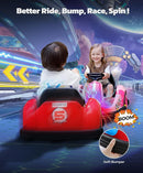 ELEMARA Bumper Cars for Kids with Big Wheels, 2.2 Mph, 12v Electric Ride On Toys with Remote Control, 360 Degree-Spin Bumper Car for Toddlers with DIY Stickers, Bluetooth, Music, LED Light, Red by TinyTreasures Baby Boutique