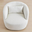 KINWELL 34" Wide Sherpa Swivel Barrel Chair, No Assembly Round Boucle Upholstered Accent Chair Armchair Single Sofa Chair with Toss Pillow for Living Room and Bedroom, Beige by CozyNest Decor
