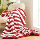 Amélie Home Chunky Knit Blanket Throw, Thick Soft Yarn Chunky Throw 50x60, Handmade Chenille Cable Knitted Crochet Throw Blanket, Warm Rope Knot Blanket for Couch Bed Sofa, Red White Stripe by CozyNest Decor