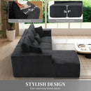 HYJT-H&K Modular Sectional Sofa Cloud Sectional Couch, 107" Comfy Fluffy L Shaped Dark Black Couches for Living Room, Deep Seat Memory Foam Plush Corduroy Boneless Couch Sectionals Left Facing Chaise by CozyNest Decor