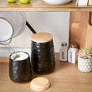 DII Kitchen Accessories Collection, Textured Matte Ceramic Canister Set, Black Dimple, 2 Piece by CozyNest Decor