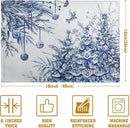 Blue and White Christmas Tree Placemats Set of 4, 12x18 Inch Chinoiserie Xmas Place Mats Winter Holiday Washable Linen Table Mats for Party Kitchen Dining Outdoor Indoor Decor by CozyNest Decor