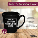 DISCOUNT PROMOS Custom Glossy Ceramic Latte Coffee Mug 12 oz. Set of 50, Personalized Bulk Pack - Perfect for Tea, Espresso, Cappuccino, Hot Cocoa - Black by CozyNest Decor