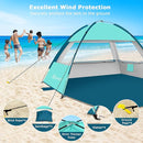 COMMOUDS Beach Tent Sun Shade for 3/4-5/6-7/8-10 Person, UPF 50+ Beach Sun Shelter Canopy Tent, Lightweight, Easy Set Up and Carry by TinyTreasures Baby Boutique