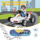 TOBBI 12V Electric Go Kart for Kids Battery Powered Ride on Car Outdoor Race Toy with Remote Control, Safety Belt, Music, LED Lights and Flags for Toddlers 3-8 Years, White by TinyTreasures Baby Boutique