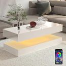 Uspeedy 47.3IN High Glossy LED Coffee Table,APP LED Lights,Black/White, Modern Furniture for Living Room (White) by CozyNest Decor