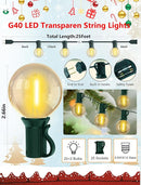 25FT LED Outdoor Christmas String Lights Waterproof, Hanging G40 Globe Patio Lights with 27 LED Shatterproof Warm White Bulbs, Outdoor Christmas Decorations Light for Wedding Party Backyard, Green by TinyTreasures Baby Boutique