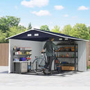 Outsunny 11' x 9' Outdoor Storage Shed, Garden Tool Metal Shed with Foundation Kit, Double Lockable Door, Air Vents and Sloping Roof, for Backyard, Patio, Lawn, Dark Gray by GreenHaven Gardens