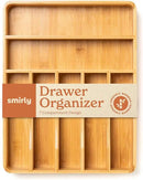SMIRLY Silverware Drawer Organizer – Bamboo Kitchen Drawer Organizer, Adjustable Utensil Holder and Cutlery Tray, Drawer Dividers for Flatware and Kitchen Utensils by CozyNest Decor