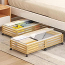 Under Bed Storage Containers With Wheels - 2 Pcs Large Bamboo Wood Rolling Underbed Shoe Storage Bins With Dust Bags for Clothes Blankets, Duvet Covers Snacks Toys (Natural) by CozyNest Decor