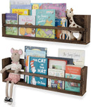 brightmaison Polynez 30" Floating Shelves for Nursery & Kids Room - Wall Multiuse Book Shelves, Set of 2 Brown Wood by TinyTreasures Baby Boutique