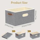 Yawinhe Fabric Storage Baskets, Foldable Closet Organizer for Shelves, Large Boxes with 3 Handles, Canvas Bins for Clothes, Grey, 12.99''Lx9.05''Wx7.87''H, 4-Pack by CozyNest Decor