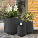 Kante 15.3"+11.6"+8.2" Dia Round Concrete Planter, Large Outdoor Indoor Planter Pots with Drainage Holes and Rubber Plug for Home Garden Patio, Black by GreenHaven Gardens