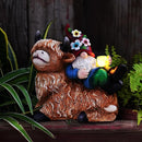 Garden Gnomes Decor Outdoor Statues Gnome on Highland Cow Hold Solar Cup Light Outdoor Decorations for Patio,Yard and Gift for Mom by GreenHaven Gardens