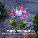 Huaxu Solar Outdoor Lights 35.4In Garden Decor Flower Wind Spinners,Waterproof LED Crackle Glass Globe Purple Lotus Art Metal Stake for Lawn Patio Pathway Yard Porch Driveway Decorations Gift by GreenHaven Gardens