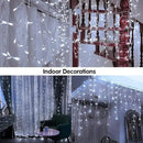 Solar Christmas Lights Outdoor Waterproof Christmas Decorations Curtain Lights 320LED 29.5ft 60 Drops, Solar Powered Rechargeable Fairy Lights for Party, Wedding, Home Decorations(White)