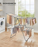 SONGMICS Clothes Drying Rack, Foldable 2-Level Laundry Drying Rack, Free-Standing Laundry Airer, with Height-Adjustable Wings, 33 Drying Rails, Sock Clips, Gray ULLR053G02V1 by CozyNest Decor