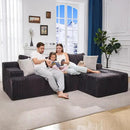 Hobestluk 96” Modular Sectional Sofa Couches L-Shape Couch 3 Seat Modular Sofa Memory Foam Sectional Couches for Living Room, Cloud Couch with Oversized Chaise (Grey, Stripe (Right Facing Chaise)) by CozyNest Decor