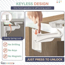 Upgraded Baby Proofing Cabinet Latches for Toddlers - 10 Pcs White Child Proof Cabinet Locks for Child Safety, Easy Set Up Child Locks for Cabinets and Drawers Security for Baby Proof Pantry by TinyTreasures Baby Boutique