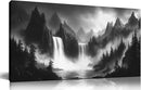Mountain Wall Pictures for Living Room Decor - Black and White Wall Art Bedroom - Waterfall Canvas Wall Art for Office Size 20" x 40" by CozyNest Decor