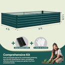 Raised Garden Bed 8×4×1.5FT, Galvanized Raised Garden Beds Outdoor for Vegetables Flowers Herbs, Steel Large Deep Root Planter Box, Tall Raised Garden Bed Kit with 3ftx30ft Weed Barrier Fabric, Green by GreenHaven Gardens