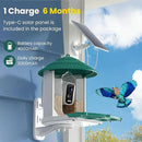 Bird Feeders for Outdoors, Smart Bird Feeder with Camera Solar Powered, AI Species Identification, 3K Video Live Stream Camera, 5Mp HD Night Vision, Instant Arrival Alerts (Light Green) by CozyNest Decor