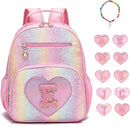 I IHAYNER Kids Glitter Lightweight Backpack for School Travel & Daycare, Toddler Backpack for Girls 3+ Preschool Kindergarten Elementary Kids Backpack-Rainbow Pink E by TinyTreasures Baby Boutique