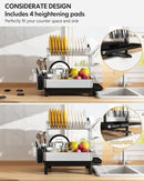 BOOSINY Dish Drying Rack with Drainboard, Stainless Steel Dish Rack, 2 Tier Extra Large Dish Drainer with Cup Holder and Utensil Holder for Kitchen Counter by CozyNest Decor