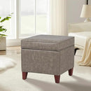 Adeco 17.5" Square Faux Leather Ottoman with Storage - Upholstered PU Foot Rest - Flip Top Footstool with Sturdy Wood Legs, Small Cube Coffee Table Extra Seat for Living Room, Bedroom, Coffee Brown by CozyNest Decor