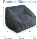 HABUTWAY Bean Bag Chair, Giant Bean Bag Chairs for Adults and Kids, Bean Bag Sofa, Lazy Floor Sofa, Faux Fur Beanbag Chair with Armrests for Living Room Bedroom (Dark Grey) by CozyNest Decor