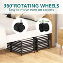 Bamboo Under Bed Storage Containers- Underbed Organizer with Wheels with Large Dust Bag,Sturdy Wood Rolling Under the Bed Shoe Storage Organizer Drawer 2 Packs (Black, Long) by CozyNest Decor