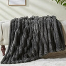NEWCOSPLAY Super Soft Throw Blanket Grey Premium Silky Flannel Fleece 3D Ribbed Jacquard Lightweight Bed Blanket All Season Use (Grey Ribbed, Throw(50"x60")) by CozyNest Decor