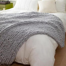 WESHIONGOO Chunky Knit Blanket Throw 50"×60" Knitted Throw Blankets for Couch Bed Fluffy Soft Blanket with Jumbo Chenille Yarn Thick 100% Handmade (Lingt Grey) by CozyNest Decor