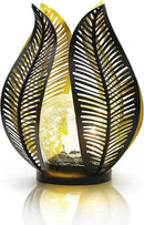 Solar Garden Lights Waterproof Decorations,Crackle Globe Glass,Metal Palm Leaf Solar Lights for Outdoor Decor On Garden,Patio,Yard,Front Porch,Tabletop Lamp-Perfect Gifts by GreenHaven Gardens