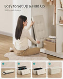 SONGMICS MAZIE Collection - 30 Inches Folding Storage Ottoman Bench, Ottoman Foot Rest, End of Bed Bench, Storage Chest, Load 660 lb, for Living Room, Bedroom, Entryway, Cream White ULSF47BE by CozyNest Decor