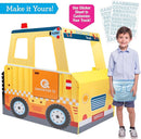 Construction Truck Wooden Playset w 60+ Toy Pieces- Pretend Hammer Saw Bolts & Screws- Spinning Turn Saw, Steering Wheel, Wood to Pull Apart- Dual Sided Play Stand Center, Workbench Building Kids Gift by TinyTreasures Baby Boutique