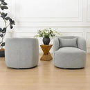 KINWELL 34" Wide Sherpa Swivel Barrel Chairs Set of 2, No Assembly Round Boucle Upholstered Accent Chairs Armchairs Single Sofa Chair with Toss Pillow for Living Room and Bedroom, Gray by CozyNest Decor