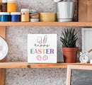 SRADMO Happy Easter Sign, Cute Bunny's Ear Easter Wood Box Sign Desk Decor, Easter Bunny Decorations, Easter Theme Wooden Block Box Sign Decoration for Home Office Shelf Table Decor by CozyNest Decor