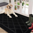 BEQHAUSE Dirt Trapper Door Mat 36" x 60", Doormat Non-Slip Entryway Rugs Washable, Dog Door Mat Stain Resistant and Absorbent Welcome Floor Mat for Front Back Door, Muddy Wet Shoes & Paws, Black by CozyNest Decor