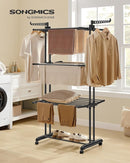 SONGMICS Clothes Drying Rack Stand 4-Tier, Foldable Laundry Drying Rack 68.1-Inch Tall, Stainless Steel, Rolling Clothes Horses Dryer Rack, Easy to Assemble, Indoor Outdoor Use, Ink Black ULLR701B01 by TinyTreasures Baby Boutique