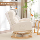 Rocking Chair Nursery, Nursing Rocking Chairs for Mom Nursery, Comfy Wingback Glider Rocking Armchair with Side Pocket for Nursery Living Room, Beige by TinyTreasures Baby Boutique