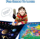 Bilingual Interactive for Kids Talking USA Map Solar System Poster for Kids Learning and Educational Toys,Talking Educational Toy for Ages 3 to 12 Years Old Girls/Boys,Learning Chart for Preschool by TinyTreasures Baby Boutique