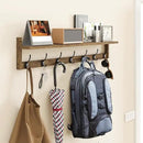 BAMEOS Coat Rack Wall Mount, Large Wooden Coat Hooks with Shelf, 35" L, 7 Dual Metal Hooks for Entryway, Bathroom, Kitchen, Living Room, Bedroom by CozyNest Decor