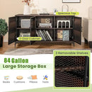 RELAX4LIFE 84-Gallon Outdoor Storage Box - Wicker Rattan 3-Door Patio Storage Cabinet Container w/Removable Shelves for Cushions, Garden Tools, Pool & Sports Equipment, Indoor Outdoor Deck Box (Brown) by CozyNest Decor